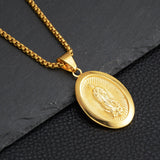 Mini Virgin Mary Medallion Pendant Gold - ViViGleam