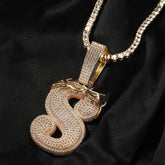 Ice Out Thorns Crown Letters Pendant Necklace - ViViGleam