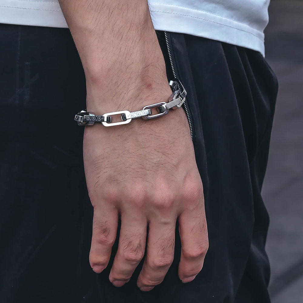 Iced Box Square Link Chain Bracelet - ViViGleam