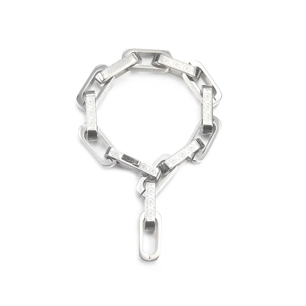 Iced Box Square Link Chain Bracelet - ViViGleam