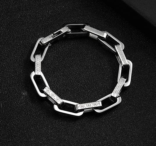Iced Box Square Link Chain Bracelet - ViViGleam