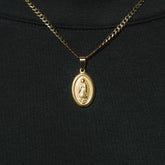 Mini Virgin Mary Medallion Pendant Gold - ViViGleam