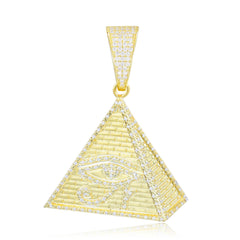 Iced Pyramid Pendant With Evil Eye Pattern - ViViGleam