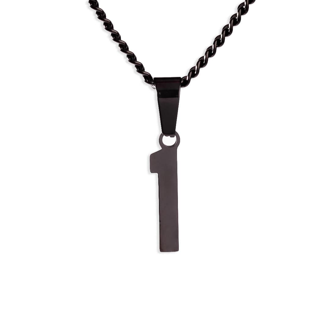 Number Pendant Necklace - Black - ViViGleam