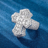 S925 CZ Baguette Cross Ring - ViViGleam
