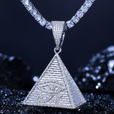Iced Pyramid Pendant With Evil Eye Pattern - ViViGleam