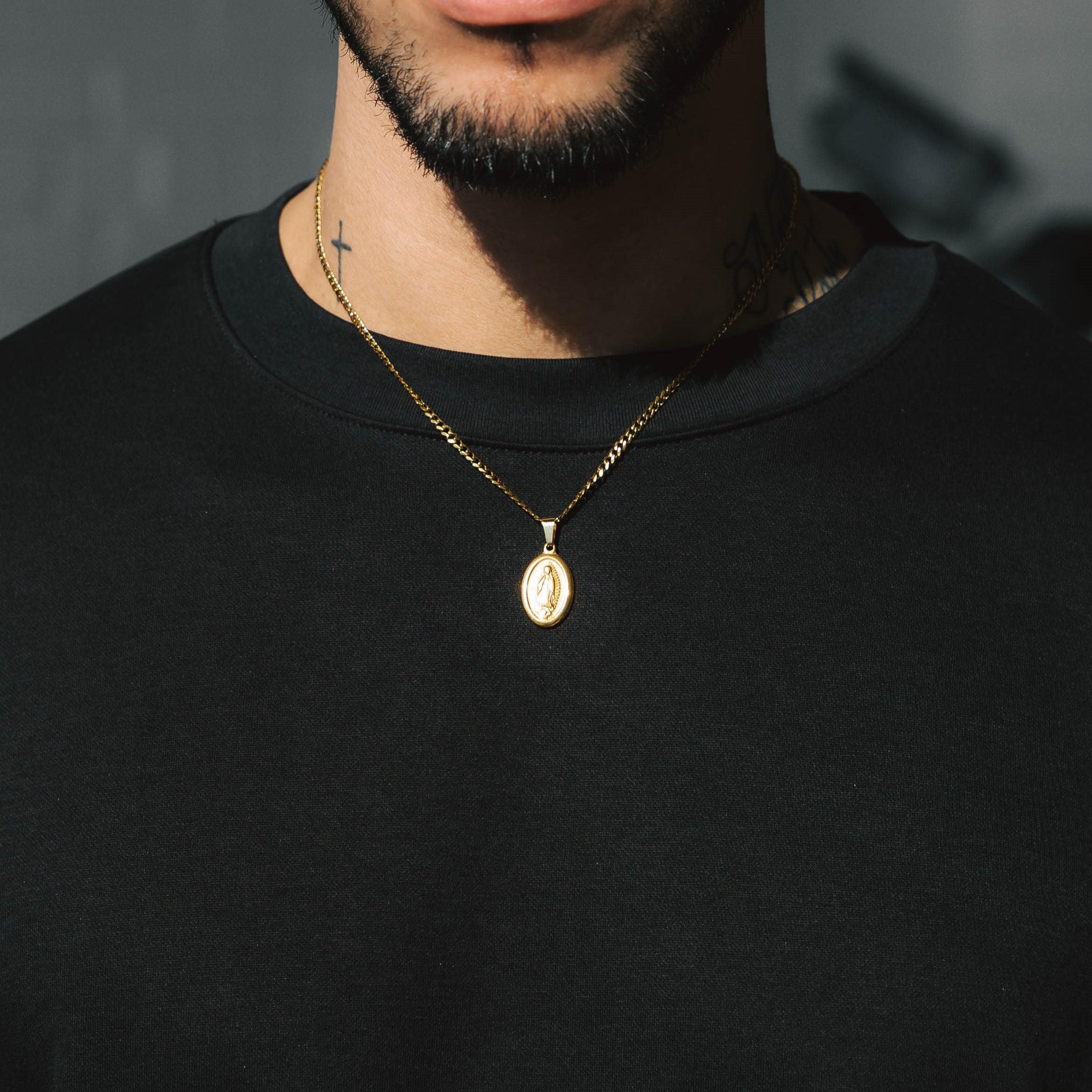 Mini Virgin Mary Medallion Pendant Gold - ViViGleam