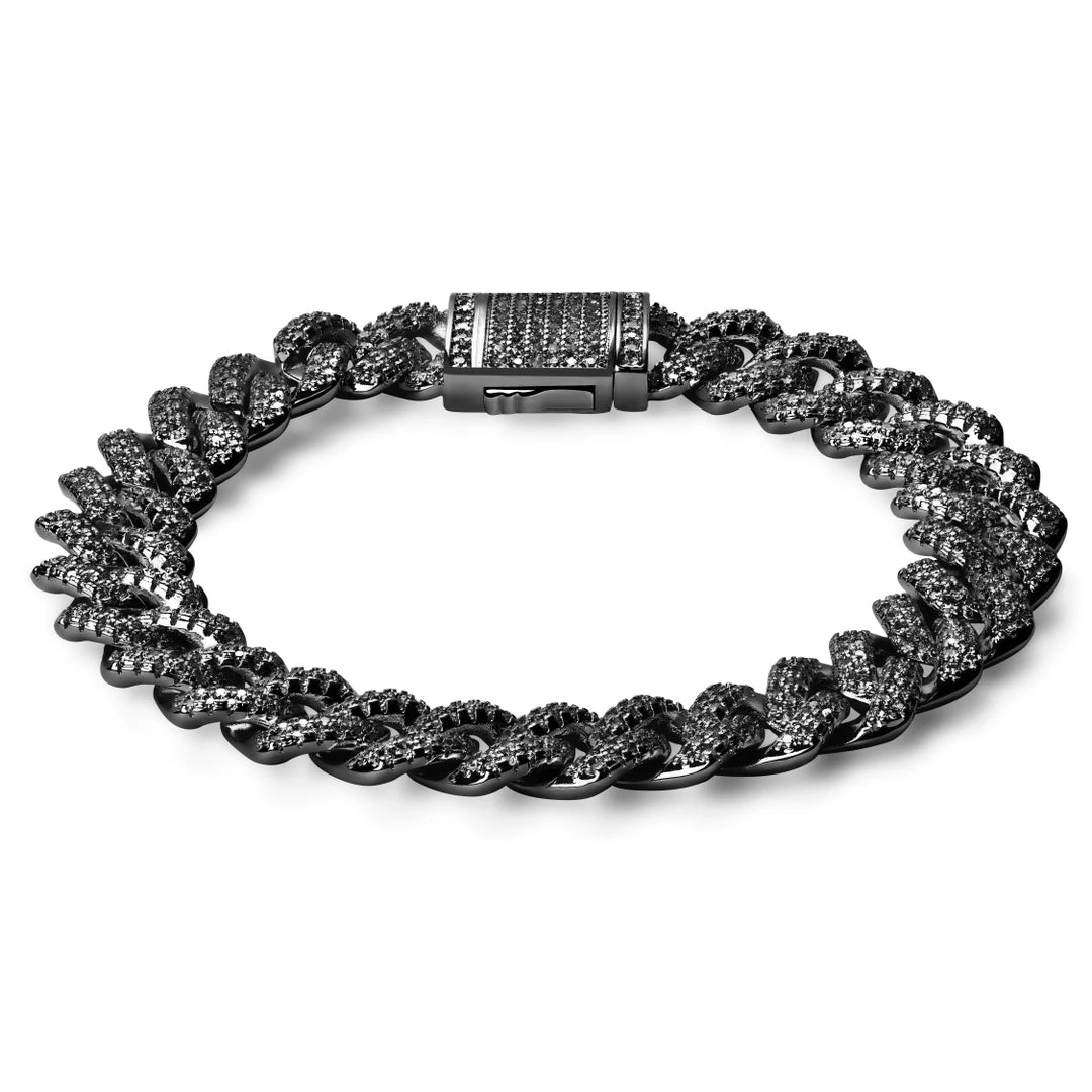 Iced Black Diamond Prong Link Chain Zirconia Bracelet - ViViGleam