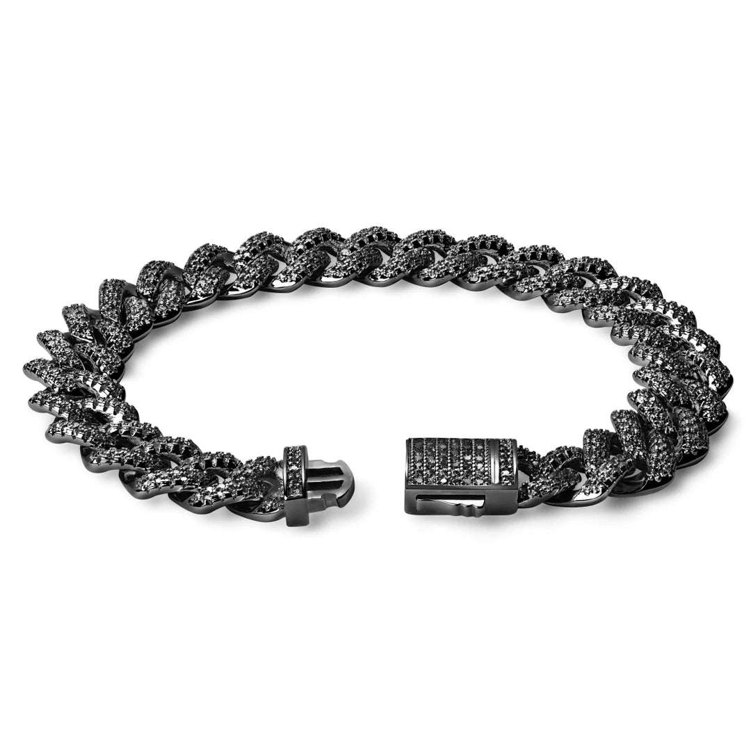 Iced Black Diamond Prong Link Chain Zirconia Bracelet - ViViGleam