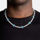 Iced Out 4mm Clover Tennis Chain Blue