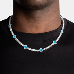 Iced Out 4mm Clover Tennis Chain Blue