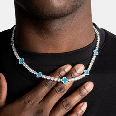 Iced Out 4mm Clover Tennis Chain Blue