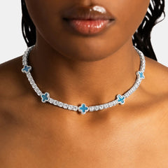 Iced Out 4mm Clover Tennis Chain Blue