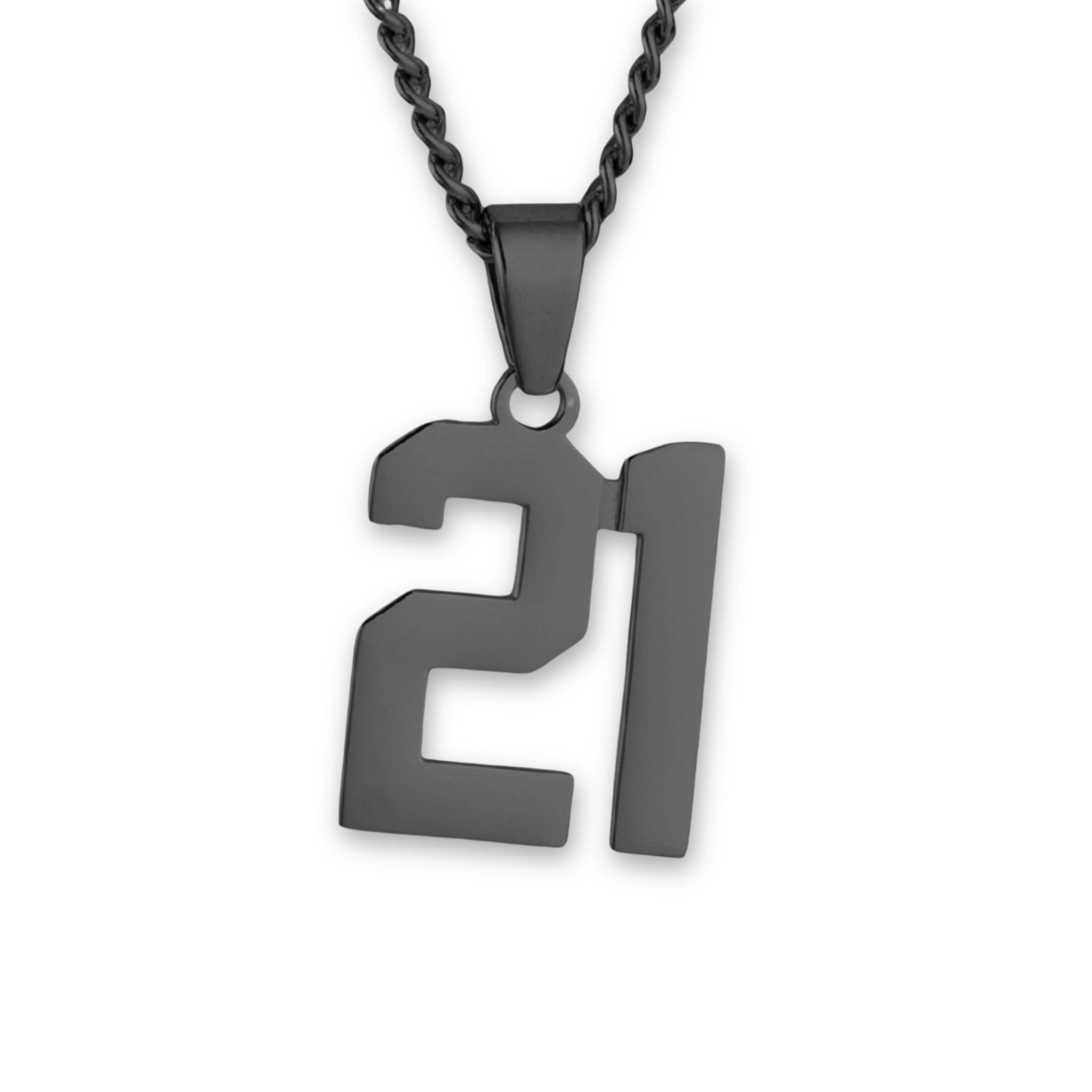 Number Pendant Necklace - Black - ViViGleam