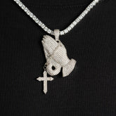 Iced Praying Hand Pendant - ViViGleam