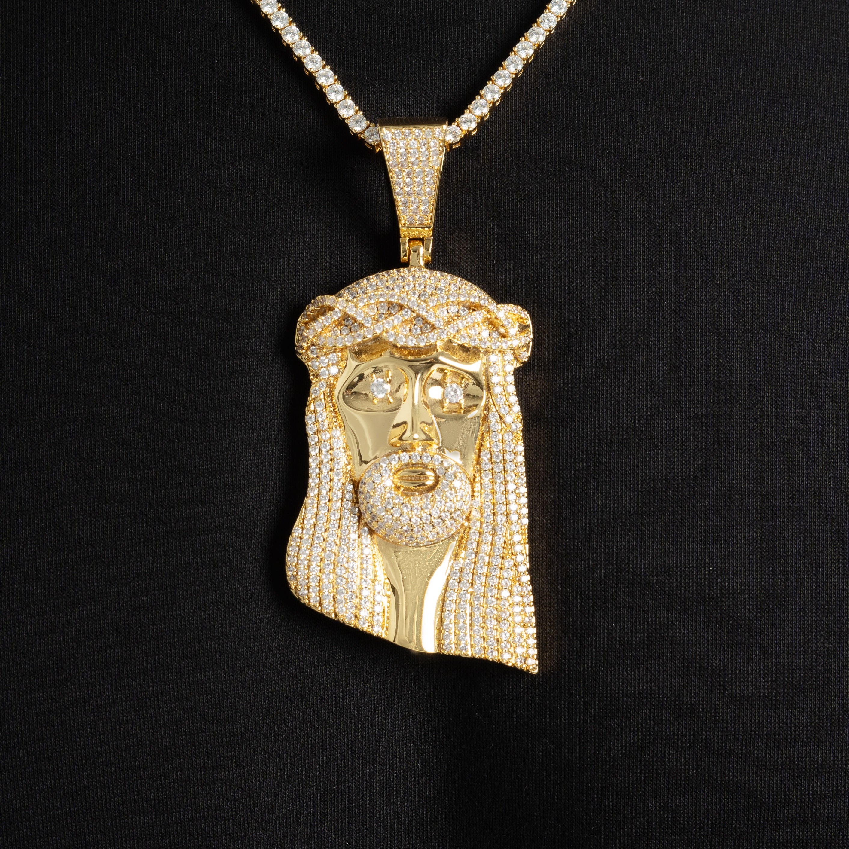 Big Jesus Piece Moissanite Pendant Gold - ViViGleam