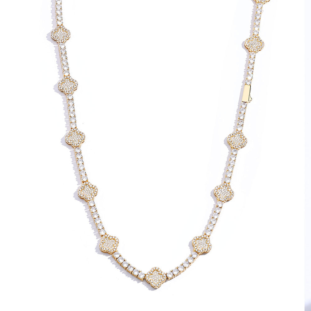 Iced Clover Station Tennis Chain - ViViGleam