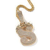 Ice Out Thorns Crown Letters Pendant Necklace - ViViGleam