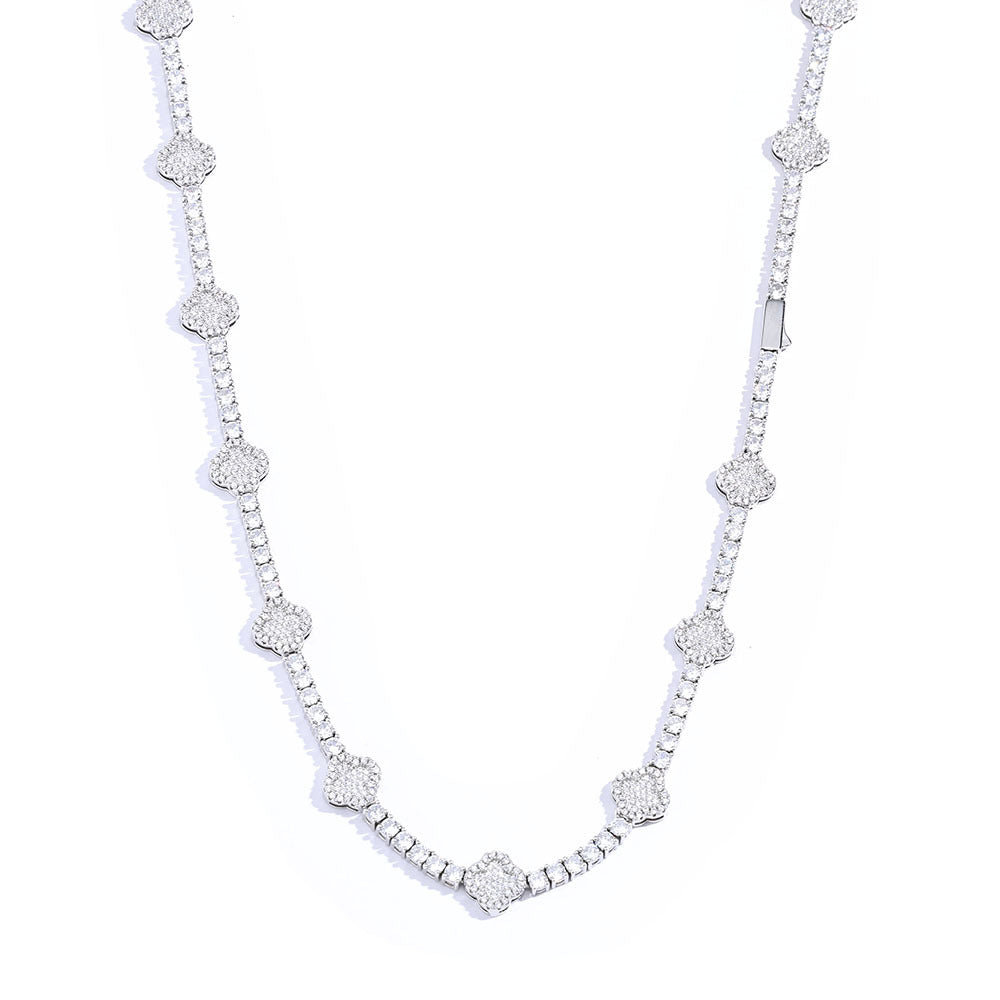 Iced Clover Station Tennis Chain - ViViGleam