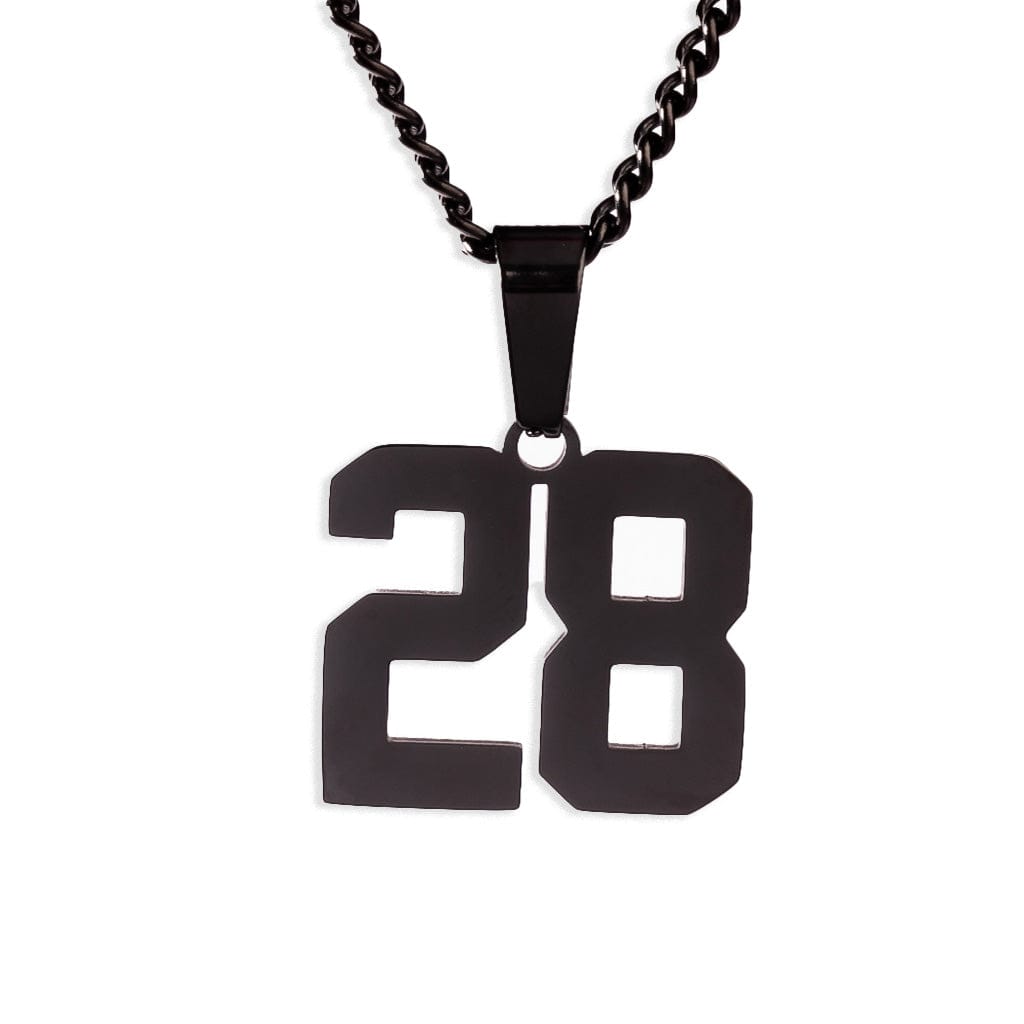 Number Pendant Necklace - Black - ViViGleam