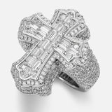 S925 CZ Baguette Cross Ring - ViViGleam