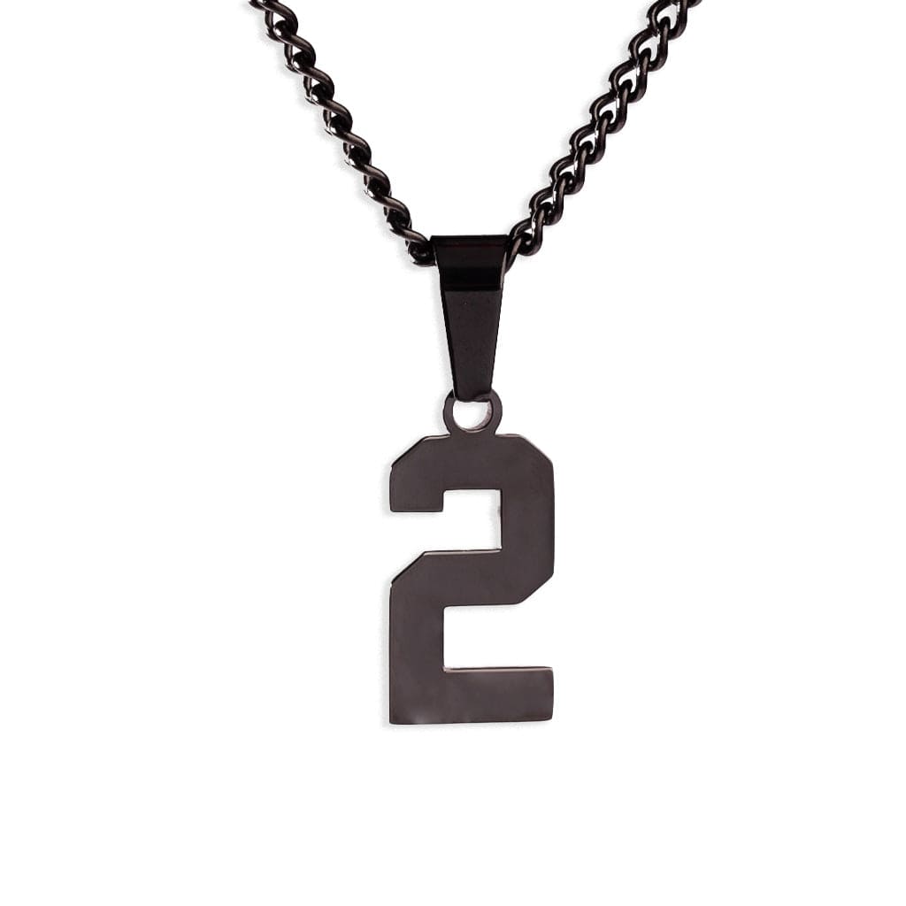 Number Pendant Necklace - Black - ViViGleam