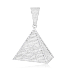 Iced Pyramid Pendant With Evil Eye Pattern - ViViGleam