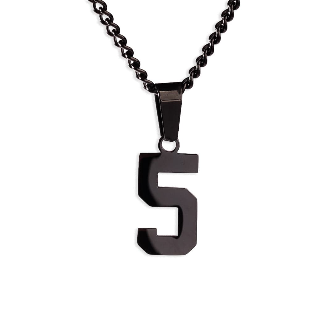 Number Pendant Necklace - Black - ViViGleam