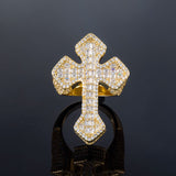 Full Iced Baguette Cut Cross Shaped Ring - ViViGleam