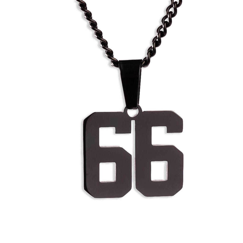 Number Pendant Necklace - Black - ViViGleam