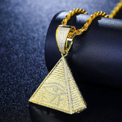 Iced Pyramid Pendant With Evil Eye Pattern - ViViGleam