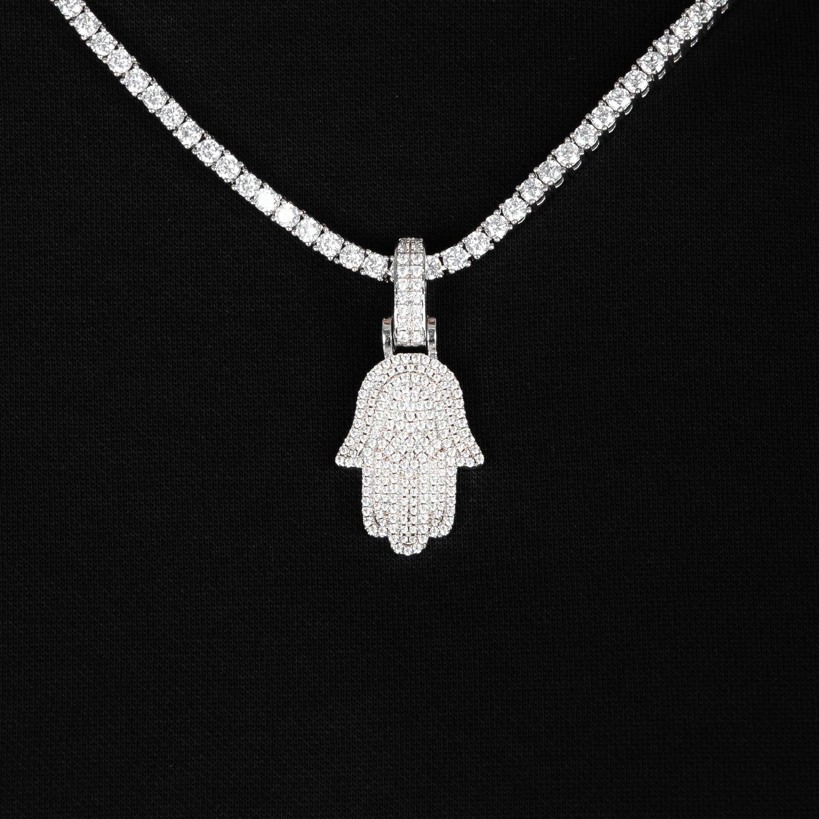 Iced Hamsa Hand Pendant - ViViGleam