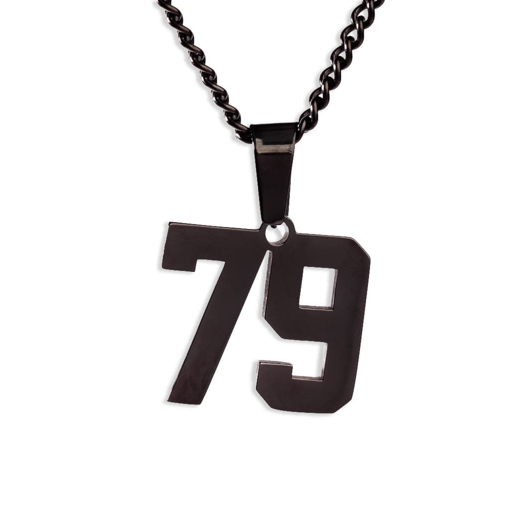 Number Pendant Necklace - Black - ViViGleam