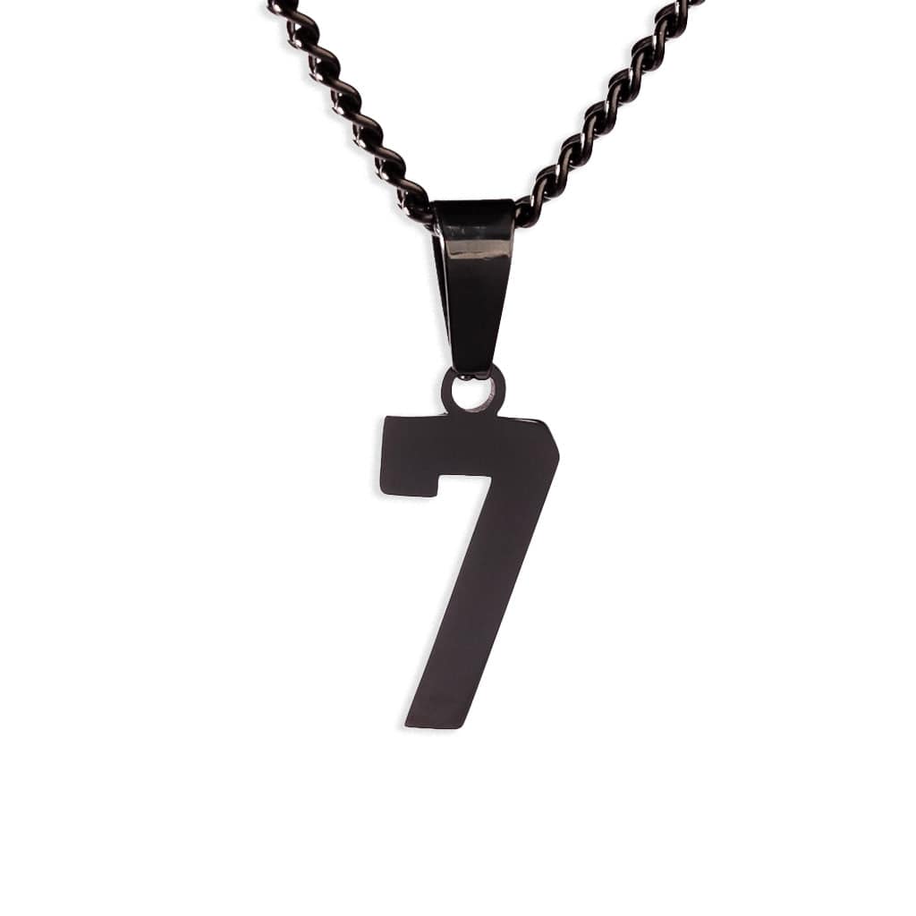 Number Pendant Necklace - Black - ViViGleam