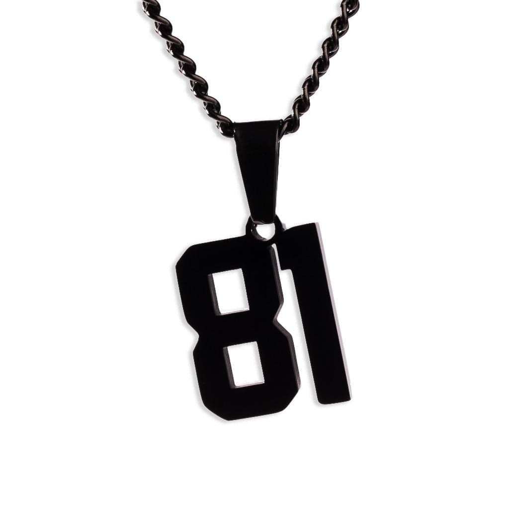 Number Pendant Necklace - Black - ViViGleam