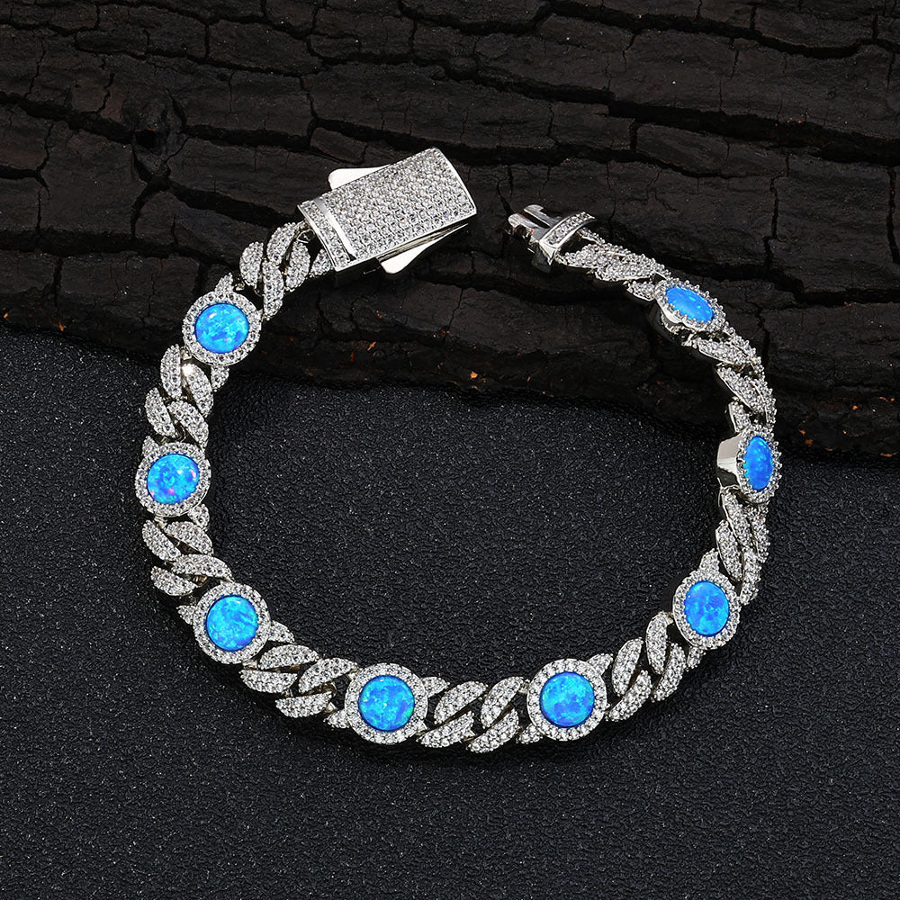 8mm Opal Iced Cuban Bracelet - ViViGleam