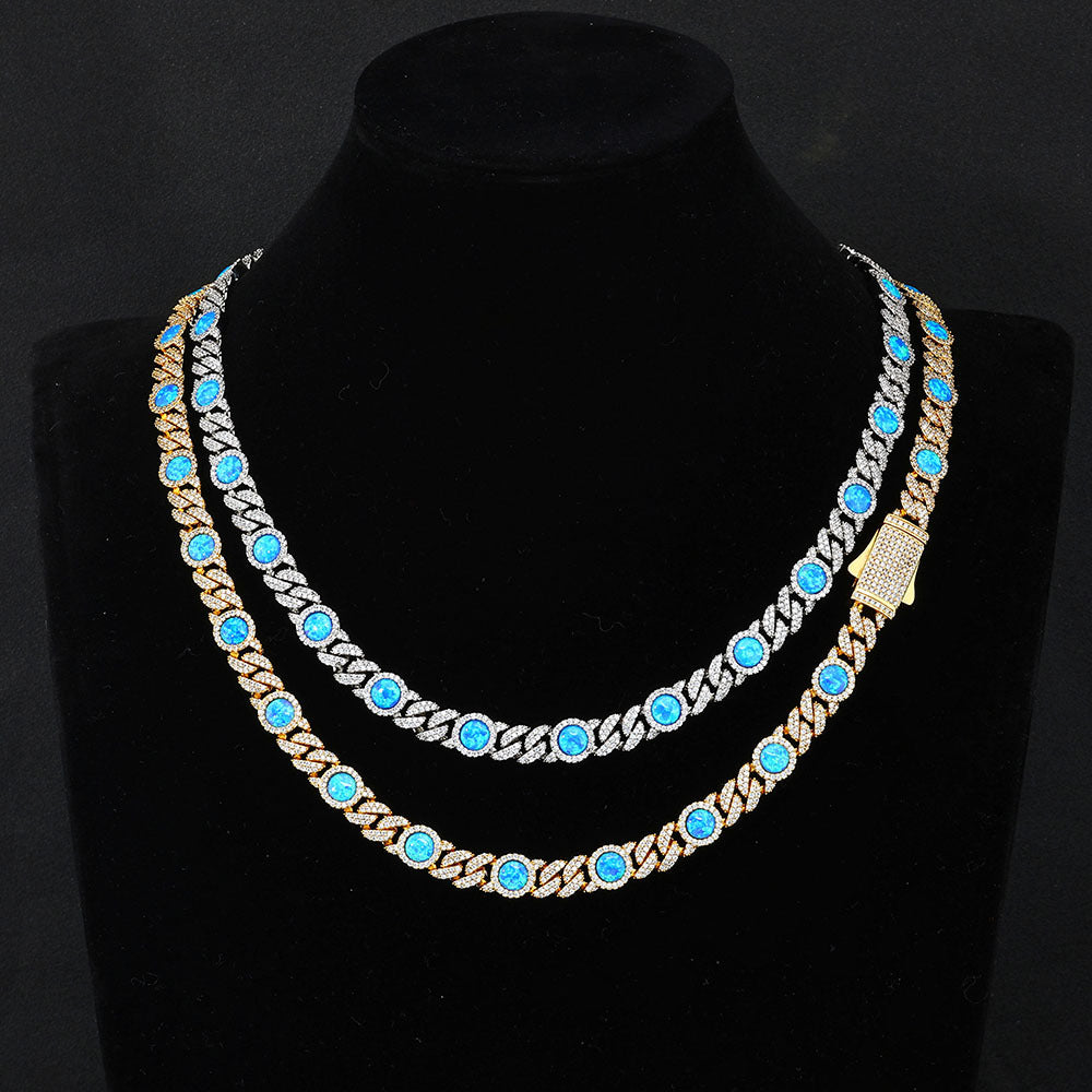 8mm Opal Iced Cuban Chain - ViViGleam