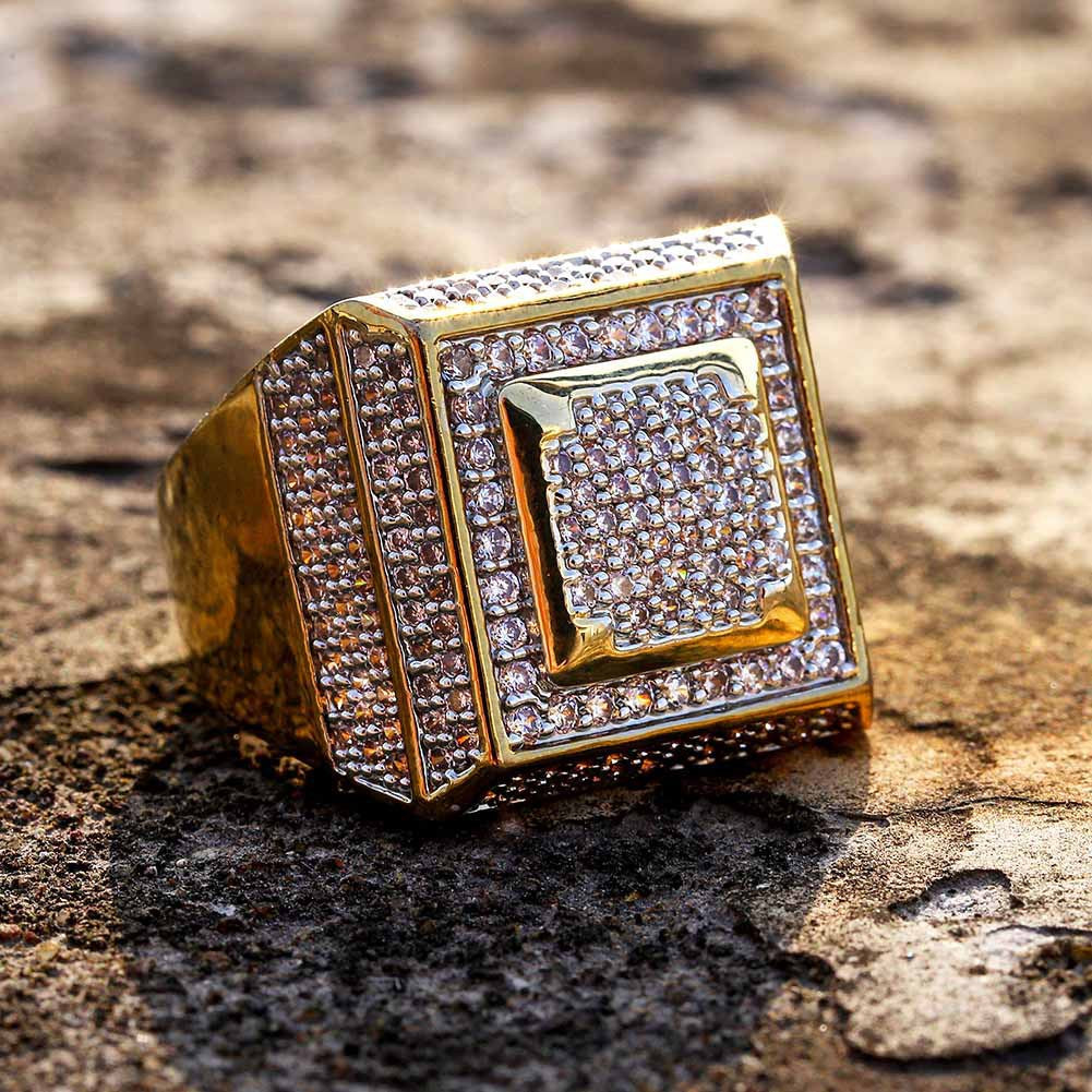 Ice Round Cut Square Ring - ViViGleam