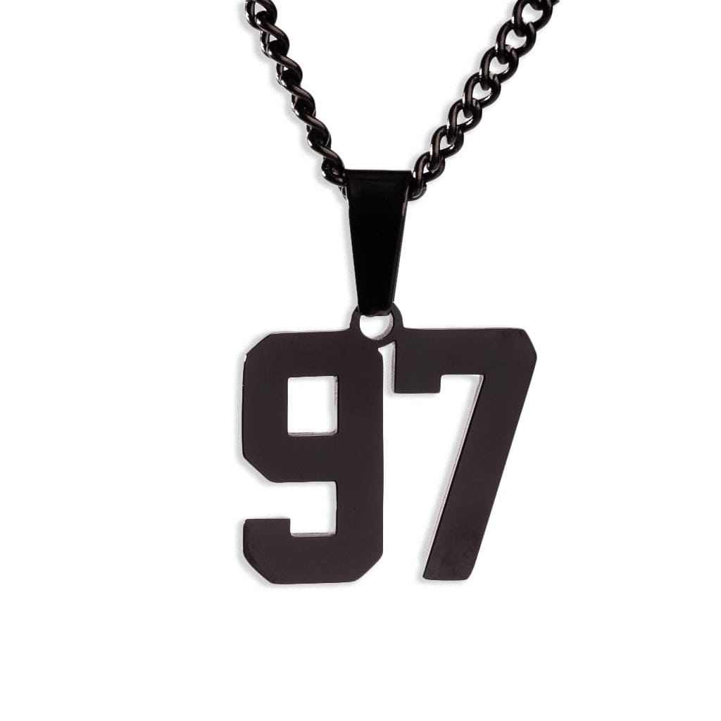 Number Pendant Necklace - Black - ViViGleam