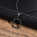 Black Geometric Pendant and Chain