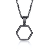 Black Geometric Pendant and Chain