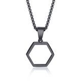 Black Geometric Pendant and Chain