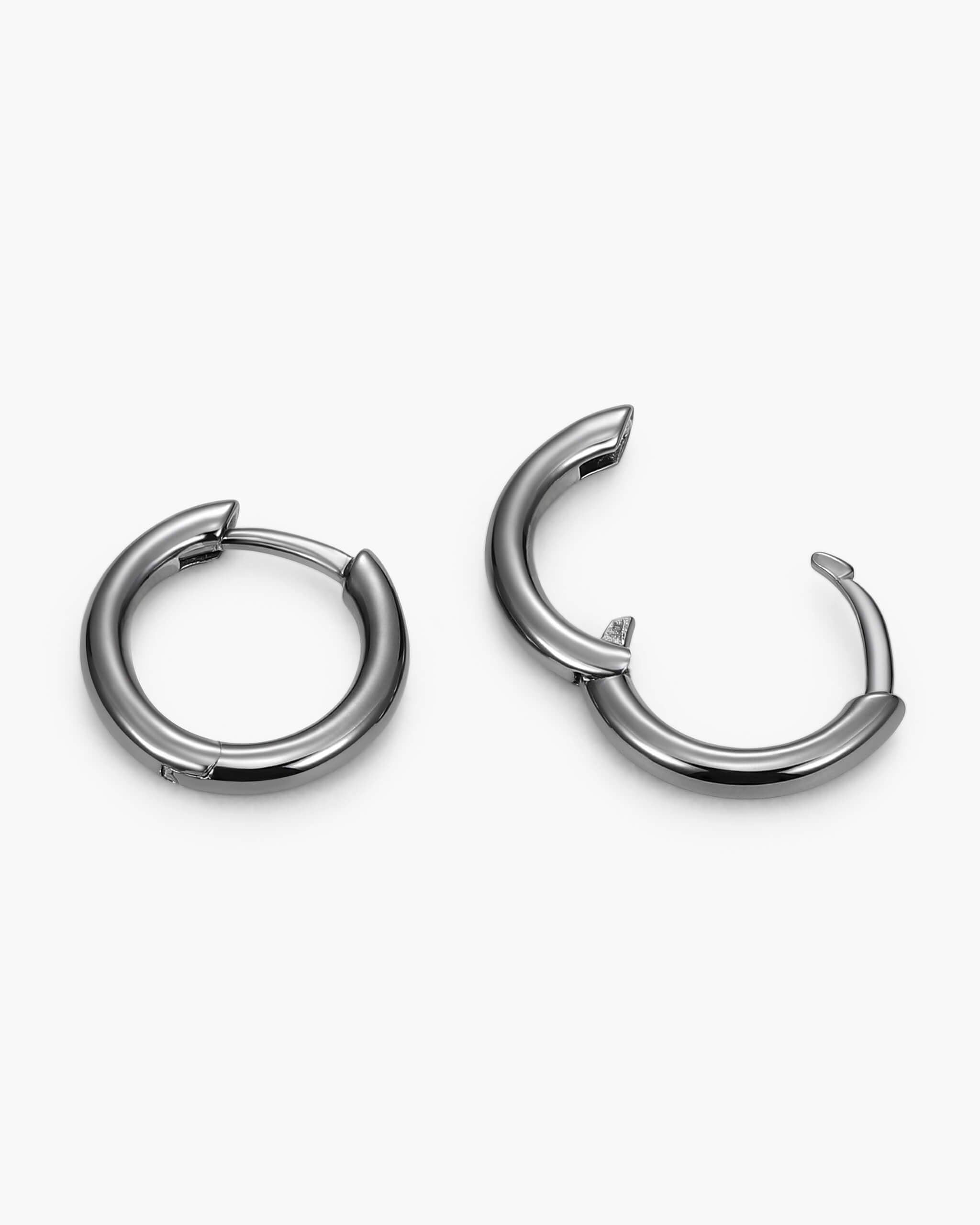 Thin Hoop Earrings - Black - ViViGleam