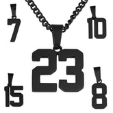 Number Pendant Necklace - Black - ViViGleam