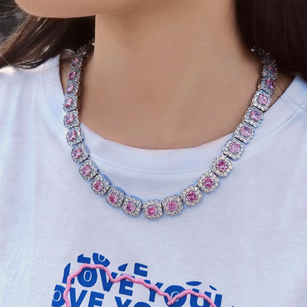 Consistent Pink Gemstone Chain Silver - ViViGleam