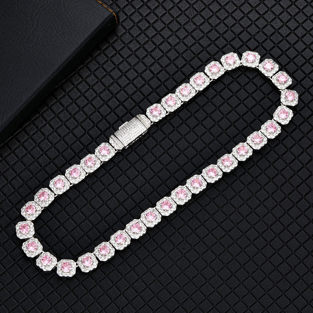 Consistent Pink Gemstone Chain Silver - ViViGleam