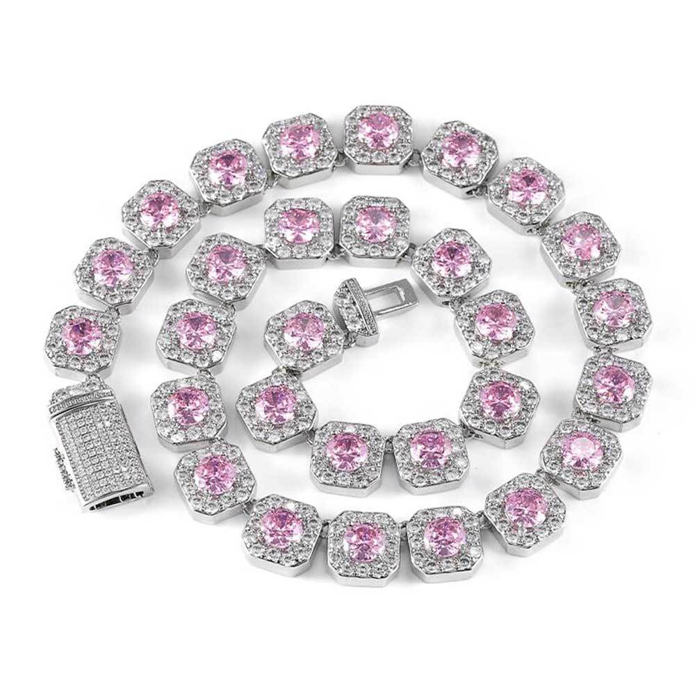 Consistent Pink Gemstone Chain Silver - ViViGleam