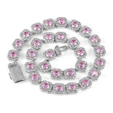 Consistent Pink Gemstone Chain Silver - ViViGleam