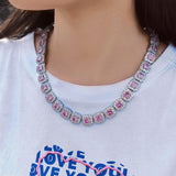 Consistent Pink Gemstone Chain Silver - ViViGleam