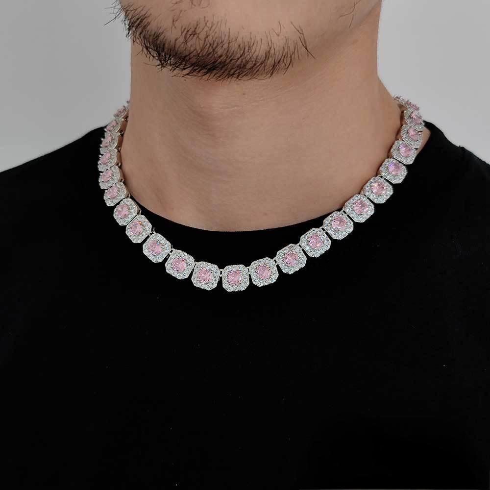 Consistent Pink Gemstone Chain Silver - ViViGleam